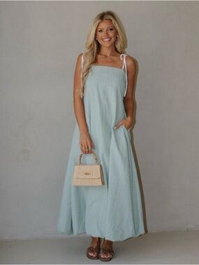 Sleeveless Tie-Shoulder Maxi Dress